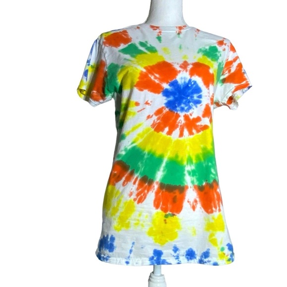 Tie Dye Hand Crafted Tee Shirt Cotton Short Sleeve Women Multicolor Small - Picture 4 of 14